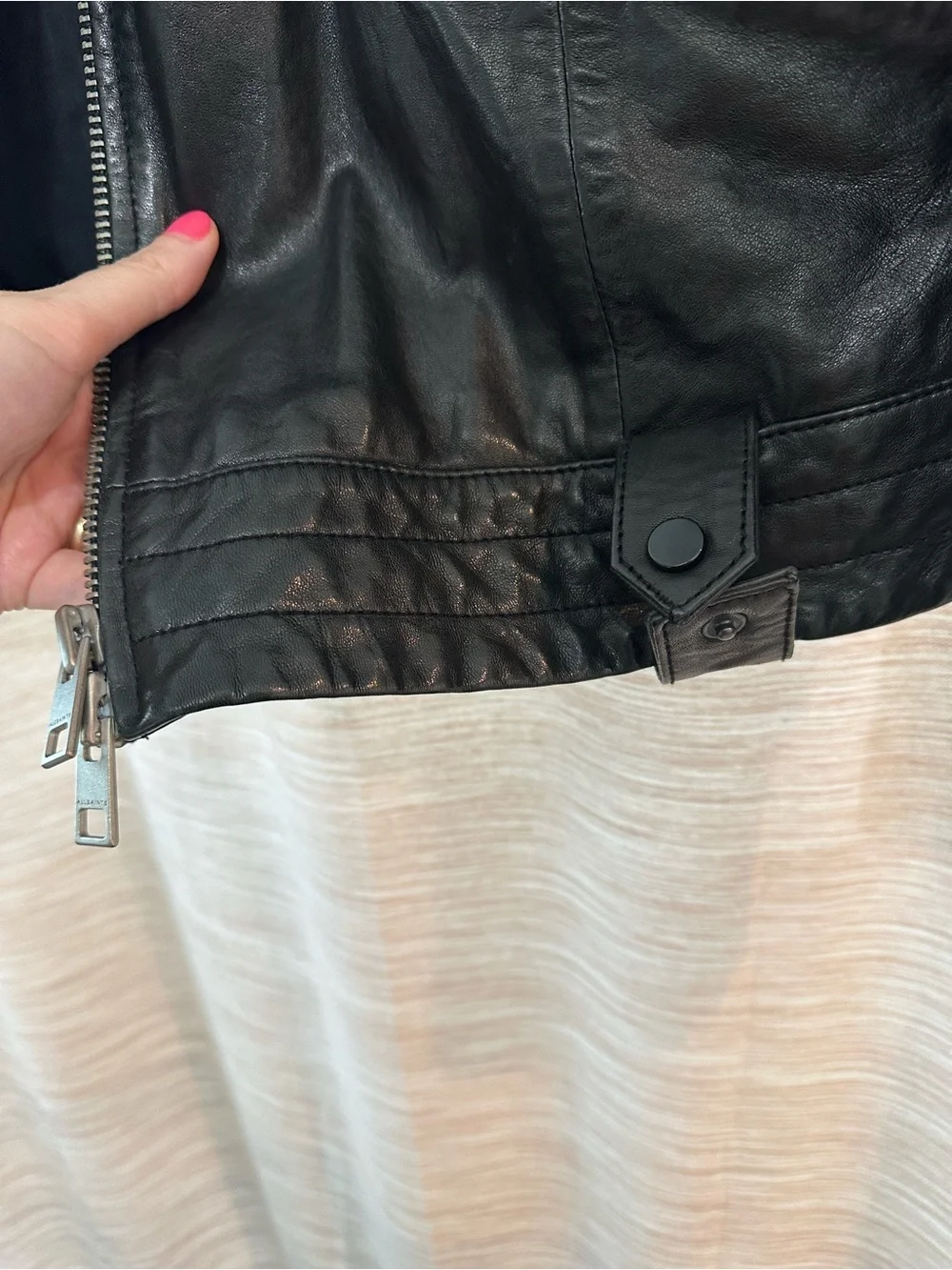 AllSaints Black Leather Jacket Size M